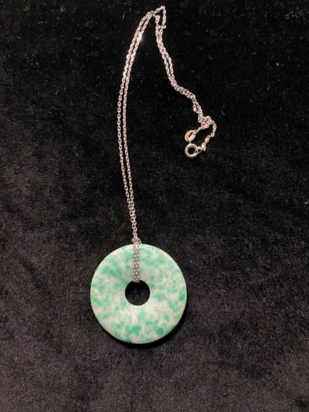 Natural Jade hand carved pendant with 20" .925 chain